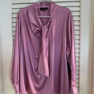Eloquii Lavender Blouse with Bow Detail
